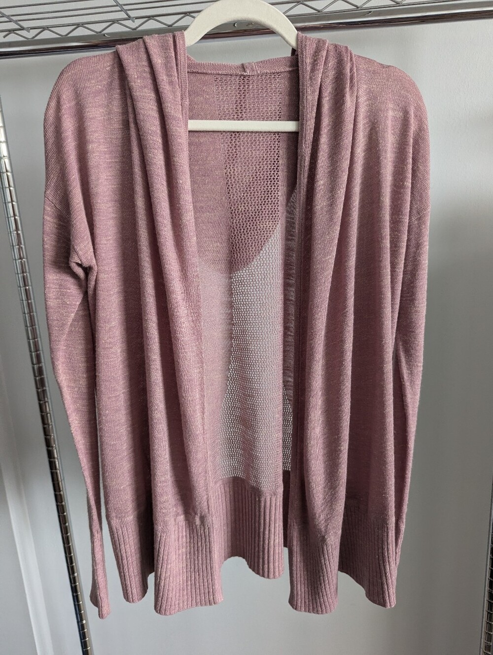 Lululemon NWOT Calm and Collected Wrap Linen Hooded Cardigan Sweater Pink